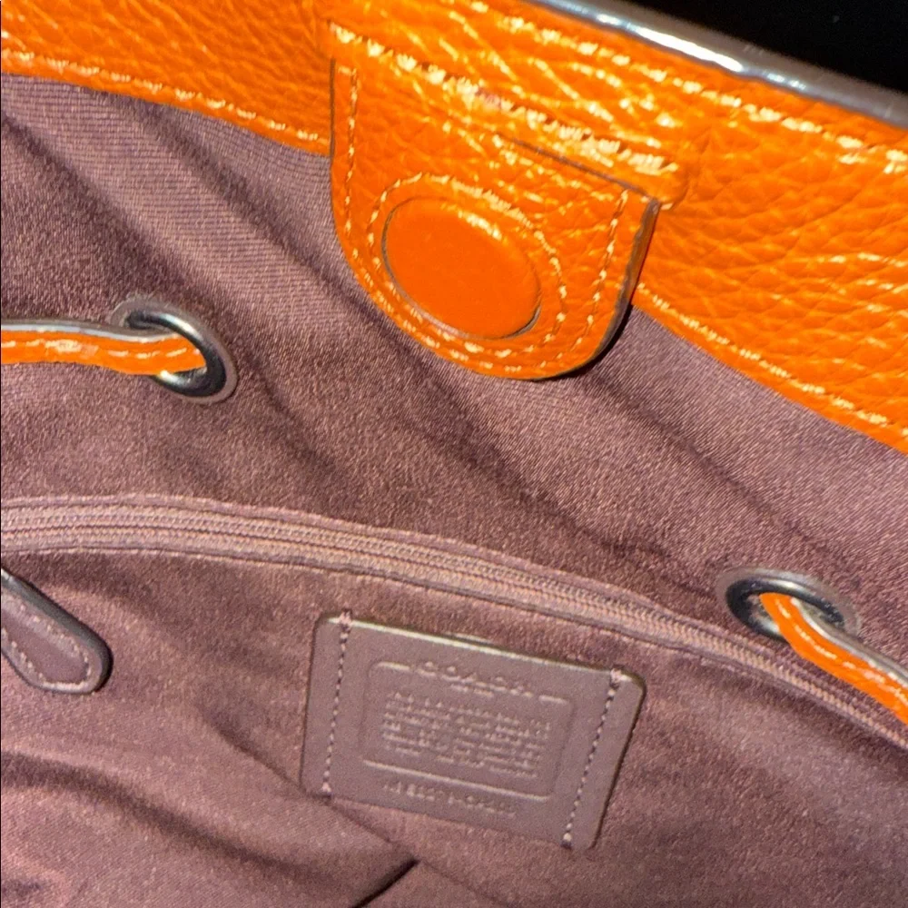 Coach ‘Andy’ Orange Pebbled Leather Tote Bag - Picture 11 of 12